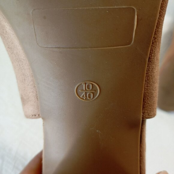 Lulus Sandals Block Heel Suede Peep-Toe With Adjustable StrapTan - Picture 3 of 10